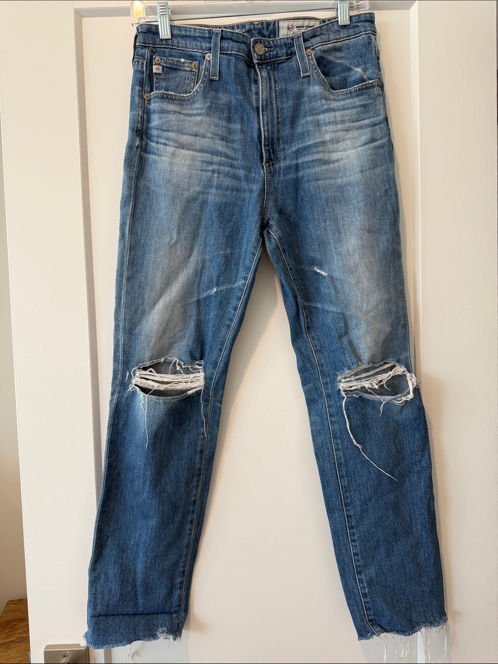 Ag Adriano Goldschmied Distressed Blue Relaxed Jeans